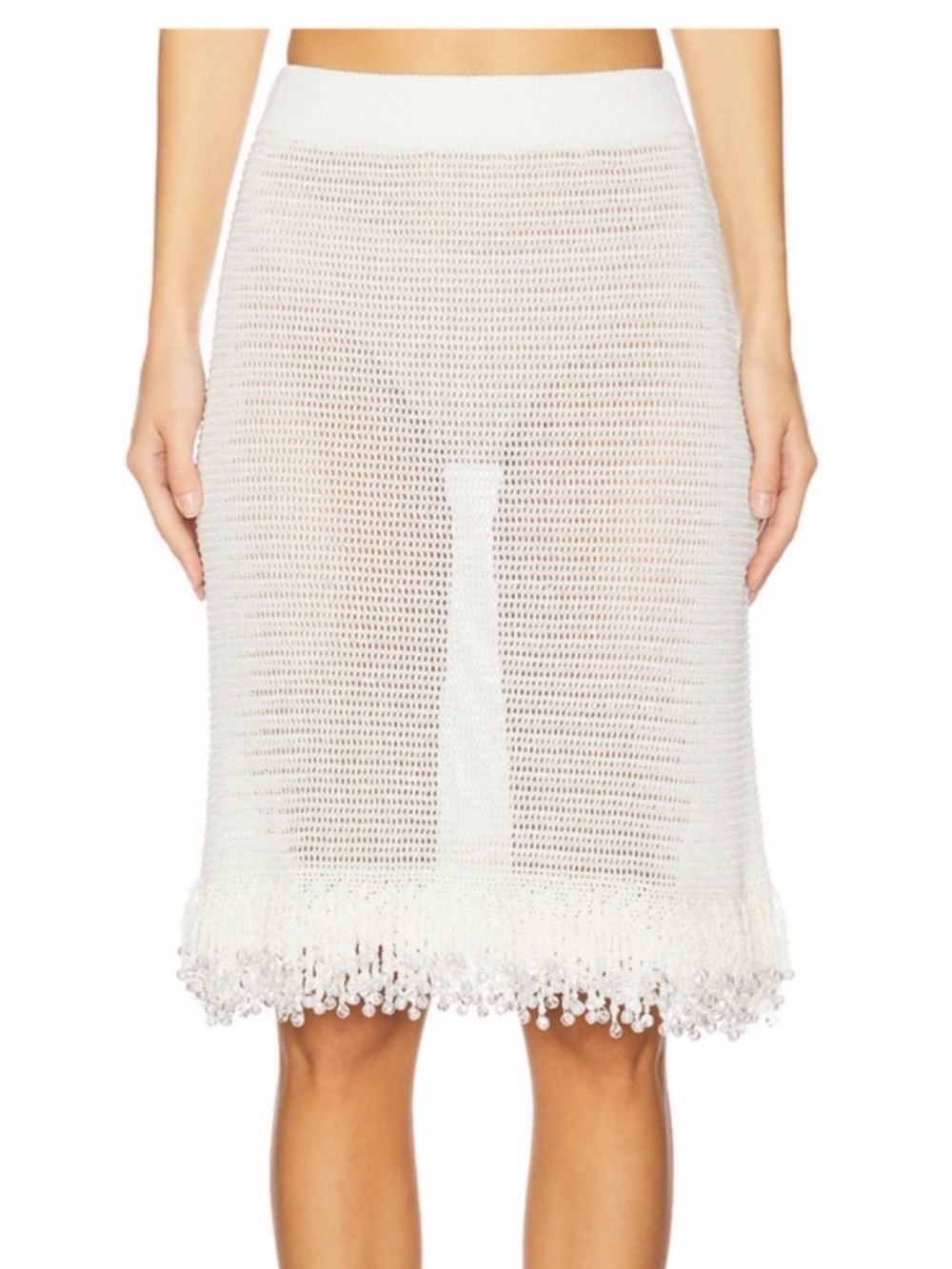 NWOT Crochet Fringe Hem Midi Skirt